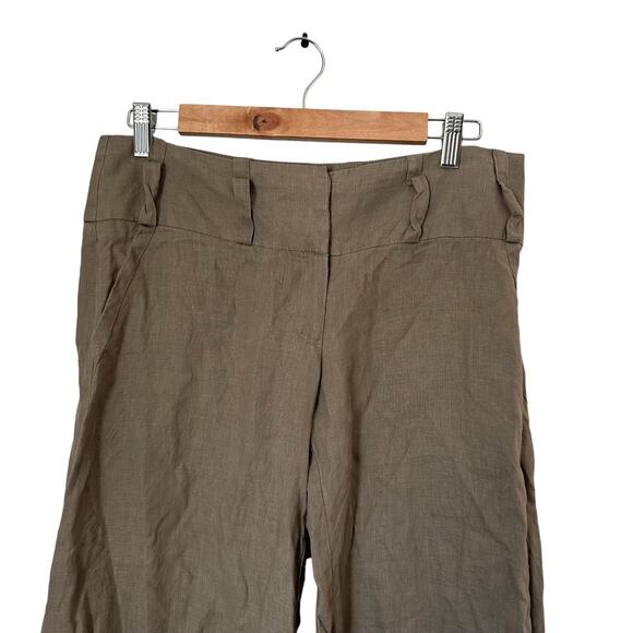 Lotta Stennson Rare Brown Wide Leg Hip Slinger Boho Coastal Grandma Linen Pants - Picture 4 of 8